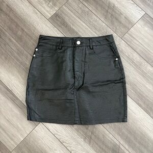 Lioness Black Faux Leather Mini Skirt